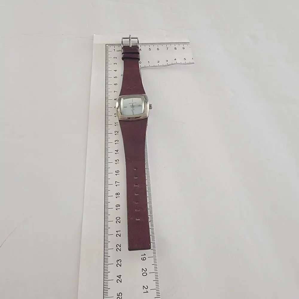 Harve Benard Womens Watch 30mm Silver Dial Silver Case Brown Leather Quartz